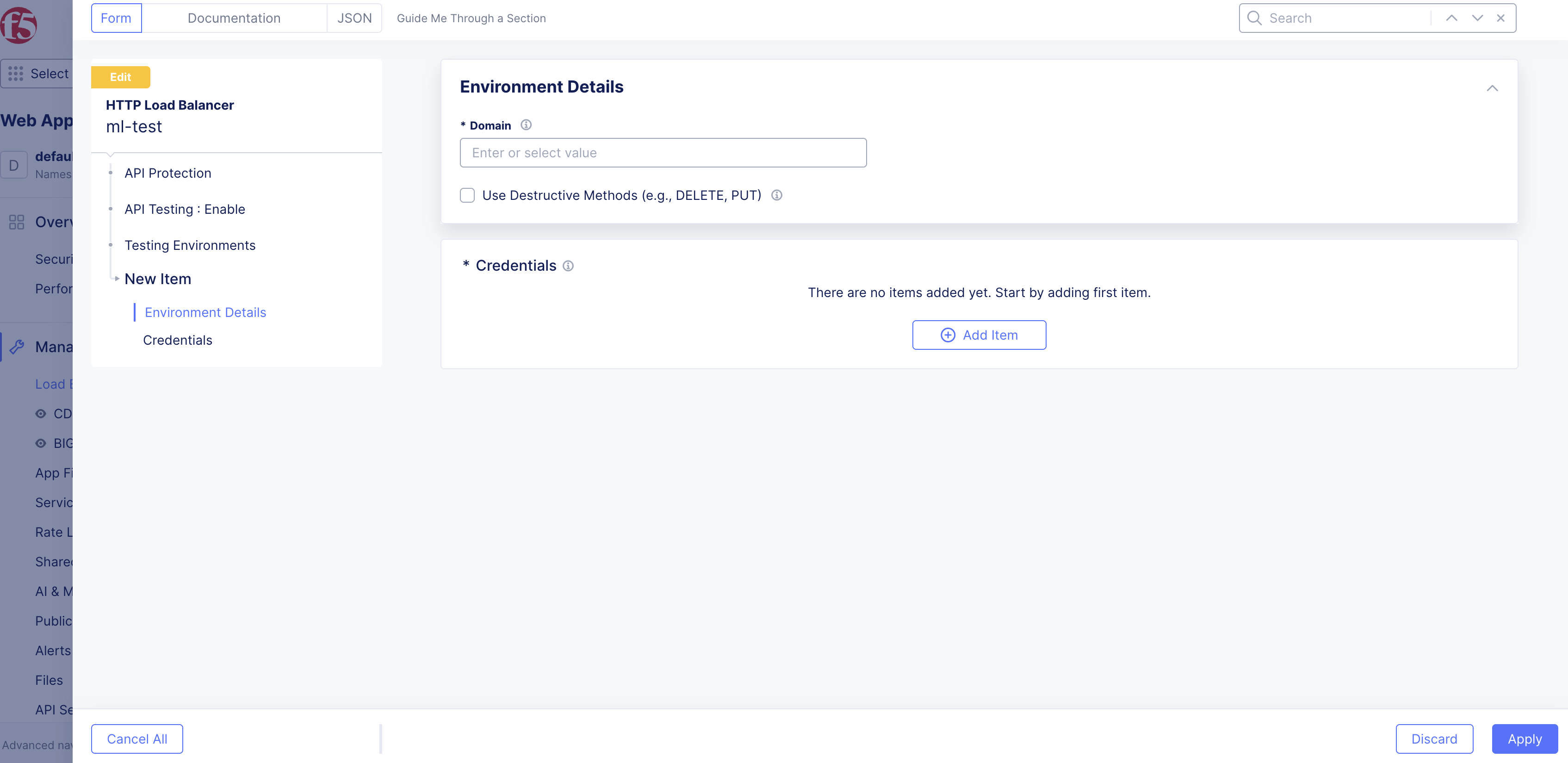 Figure: Add Domain for Testing
