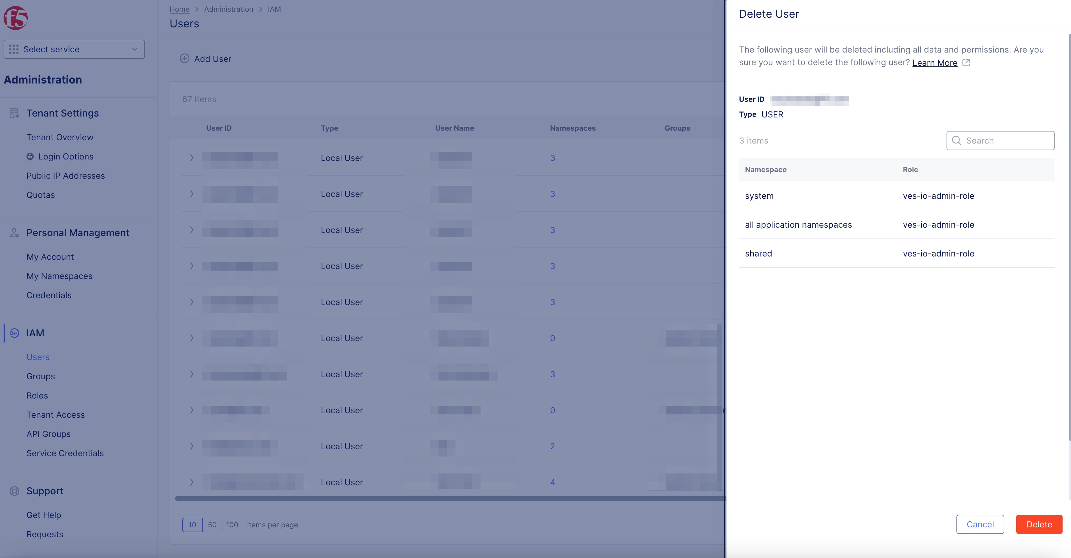 Figure: Delete Users