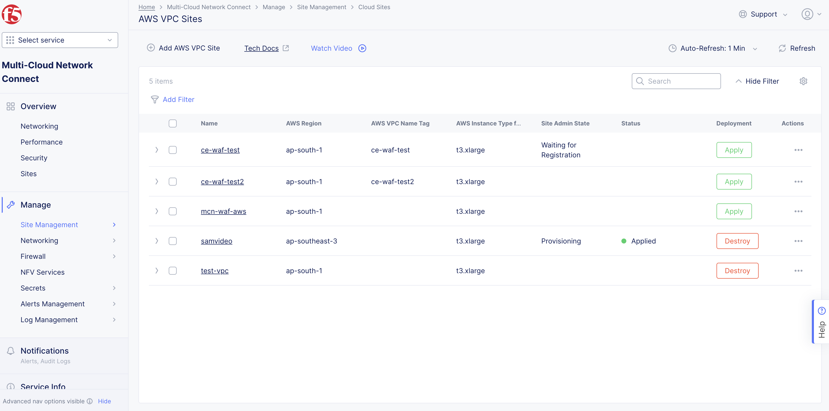 Figure: AWS VPC Object Applied