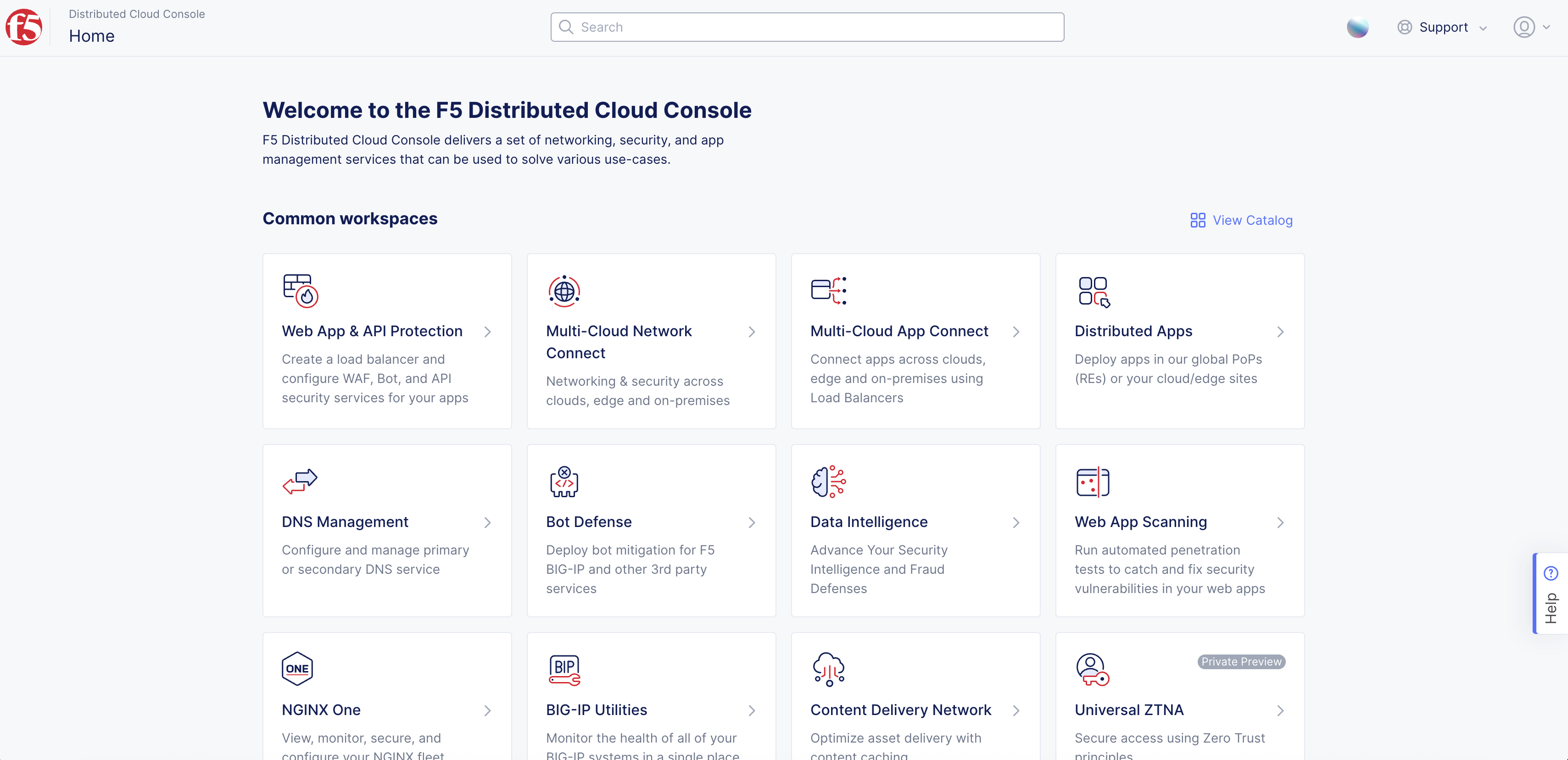Figure: F5 Distributed Cloud Homepage