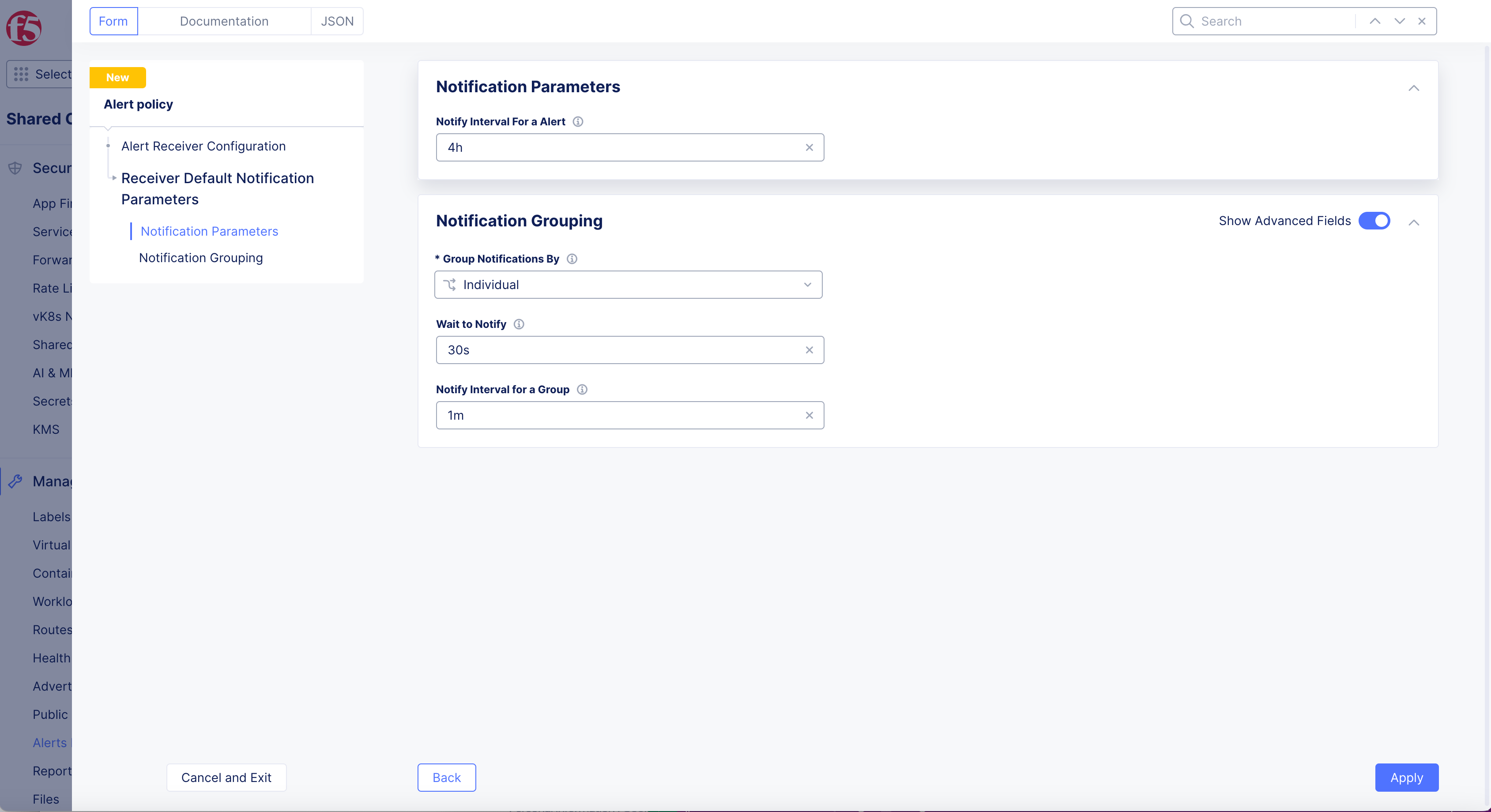 Figure: Alert Policy Receiver