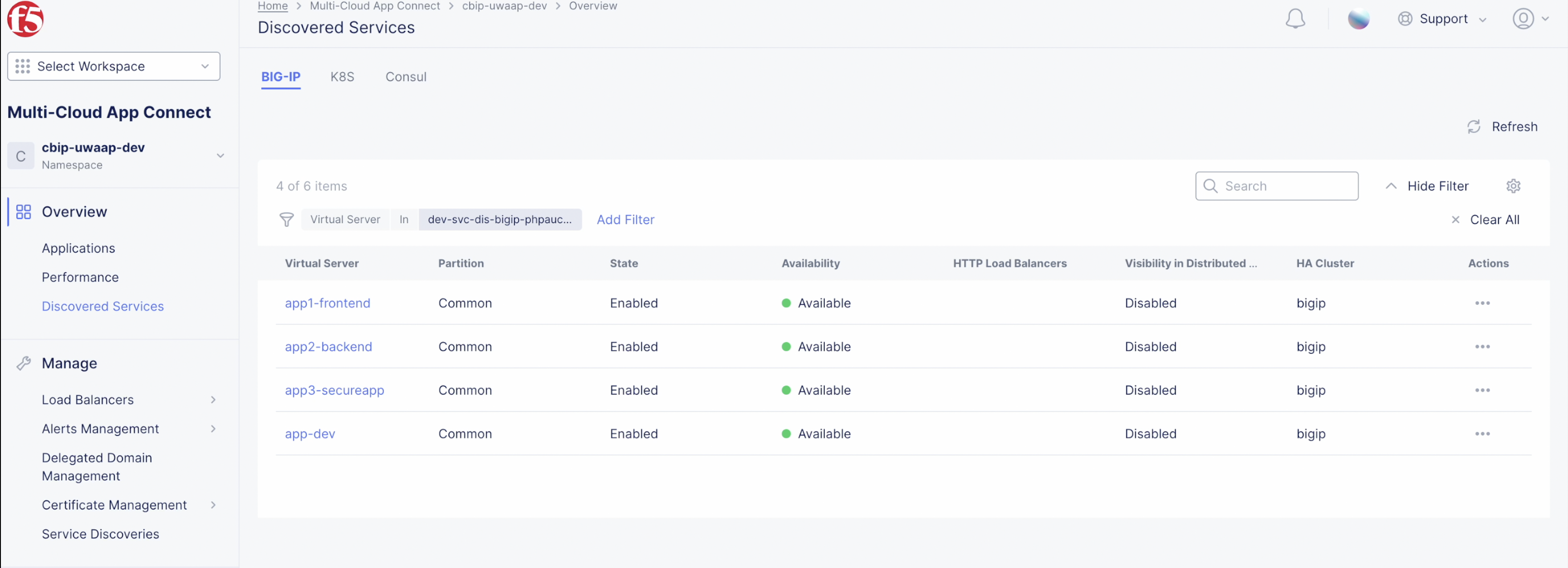 Figure: Discovered Services