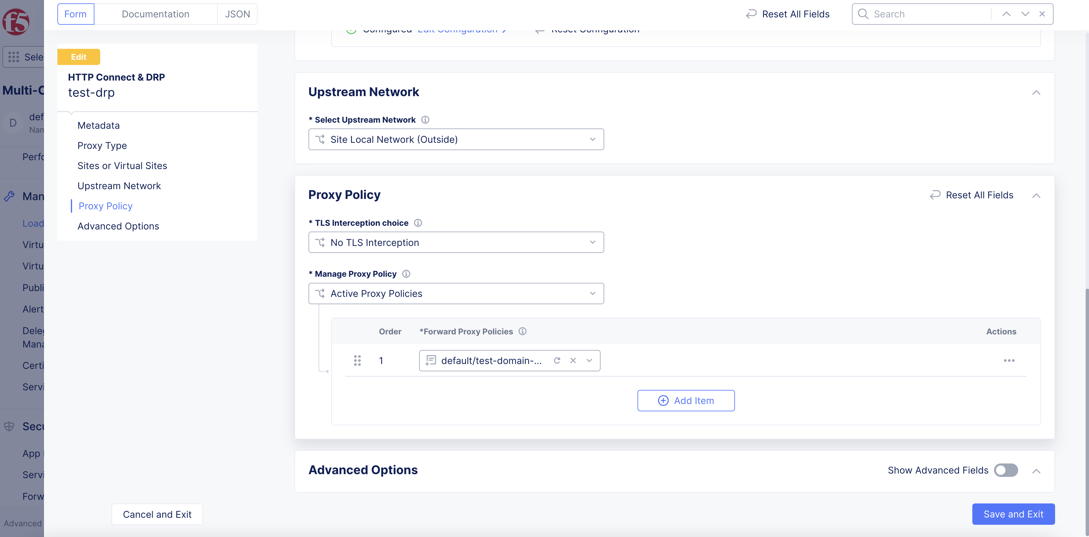 Figure: Select Forward Proxy Policy