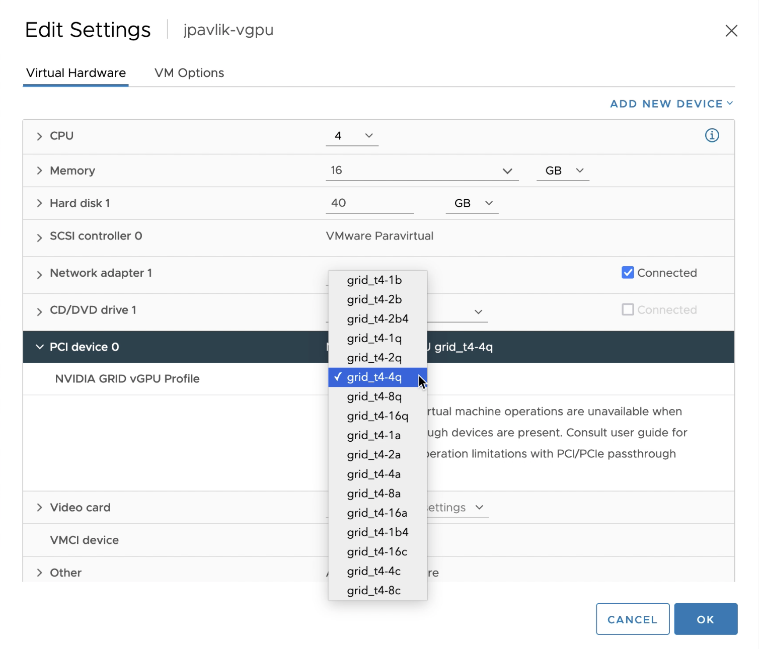 Figure: Add vGPU to VM